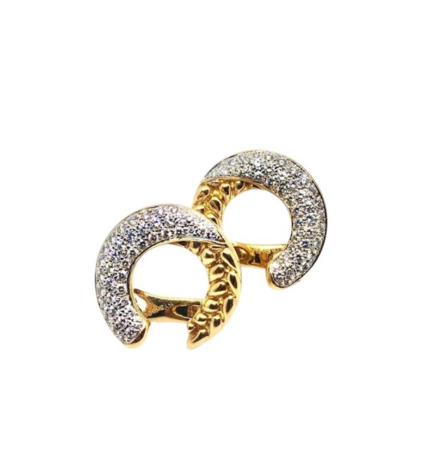 YELLOW GOLD DIAMOND EARRINGS SIGNED VAN CLEEF 