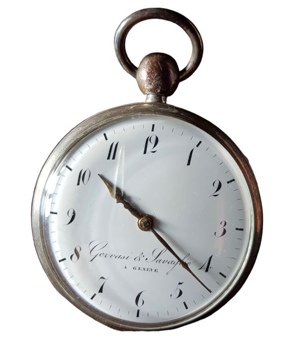 GENEVE AND SAVAGLIO SILVER POCKET WATCH