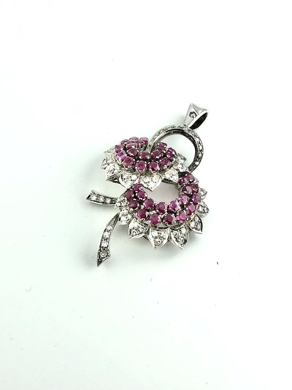 A RUBY AND DIAMOND PENDANT