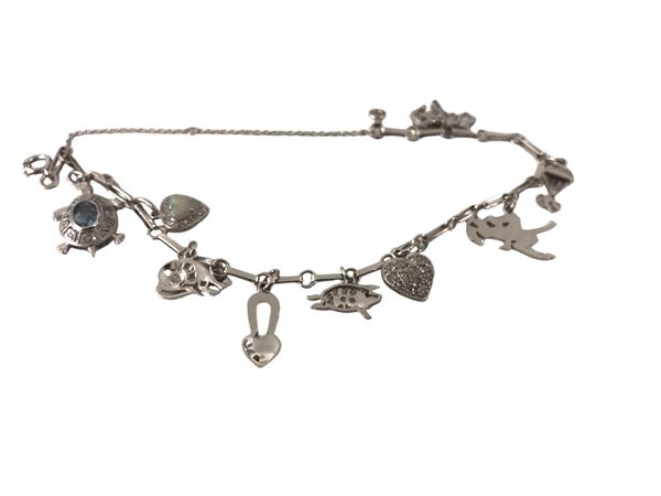 WHITE GOLD CHARMS  BRACELET