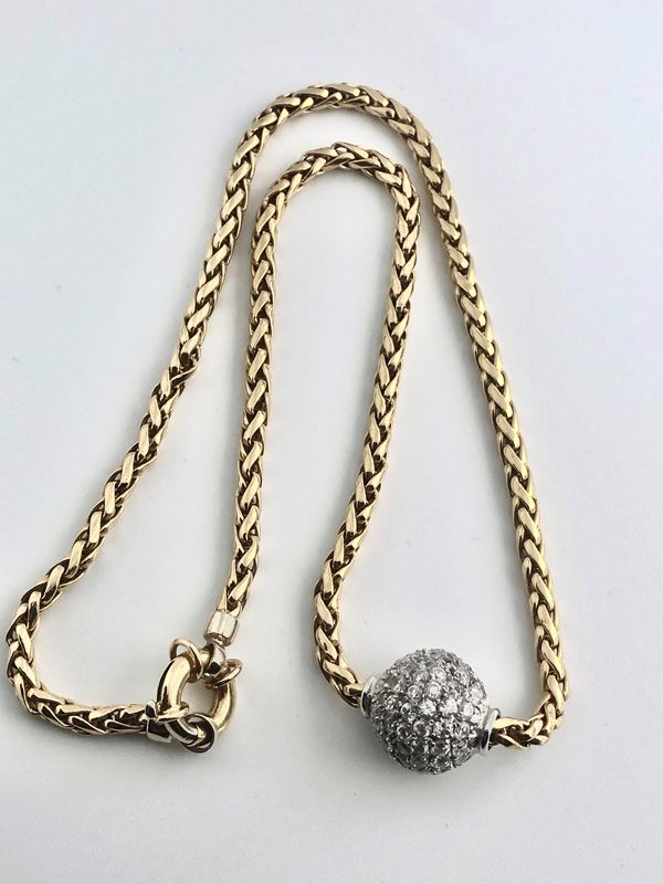 YELLOW GOLD DIAMOND BOULE PENDANT