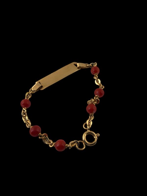 YELLOW GOLD AND CORAL BRACELET  - Auction Ladies Watches And  Jewels - Online Only - Christophe Auction