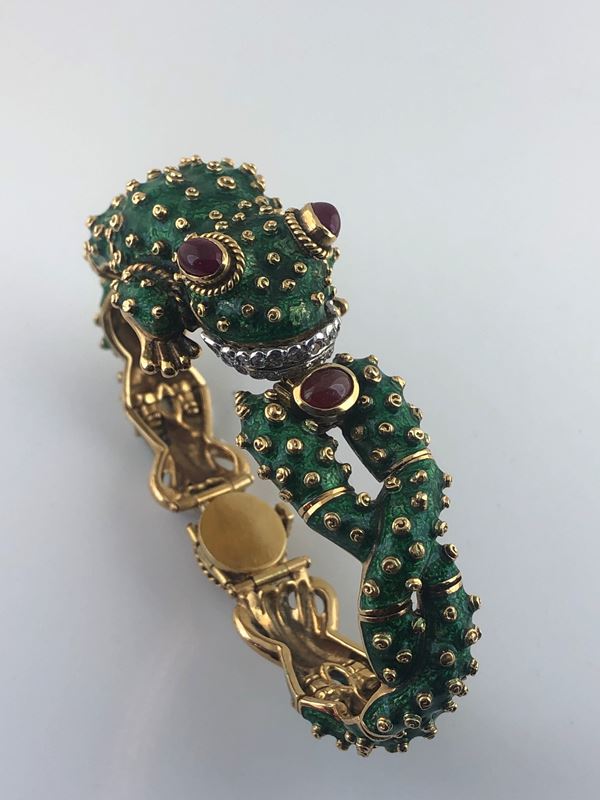 GOLD AND ENAMEL BRACELET SIGNED BY DAVID WEBB