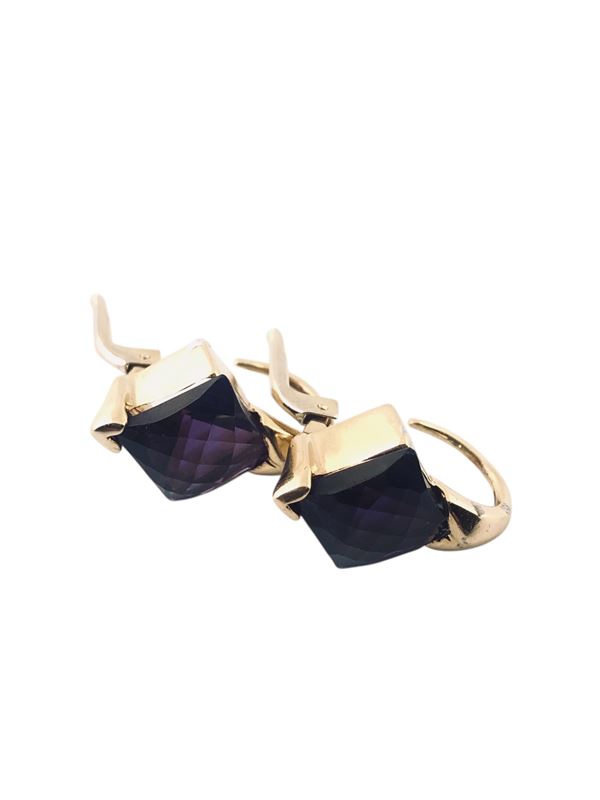 YELLOW GOLD AMETHYST EARRINGS