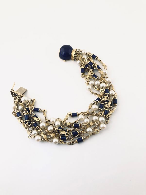 YELLOW GOLD AND LAPIS-LAZULI BRACELET