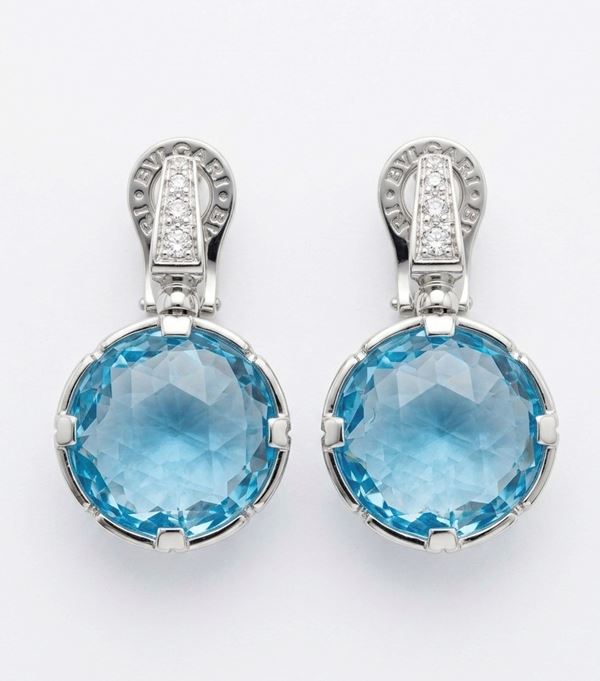  BULGARI WHITE GOLD AND TOPAZ EARRINGS "ALLEGRA"