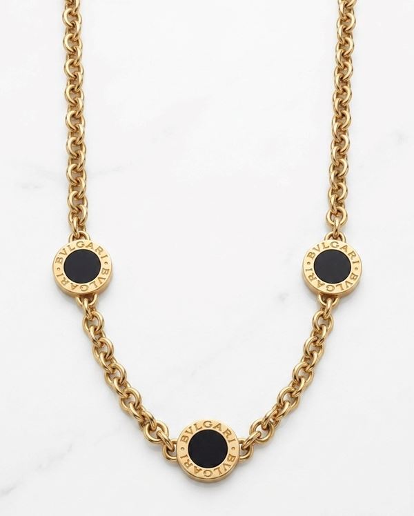  BULGARI BLACK ONYX STATION NECKLACE 