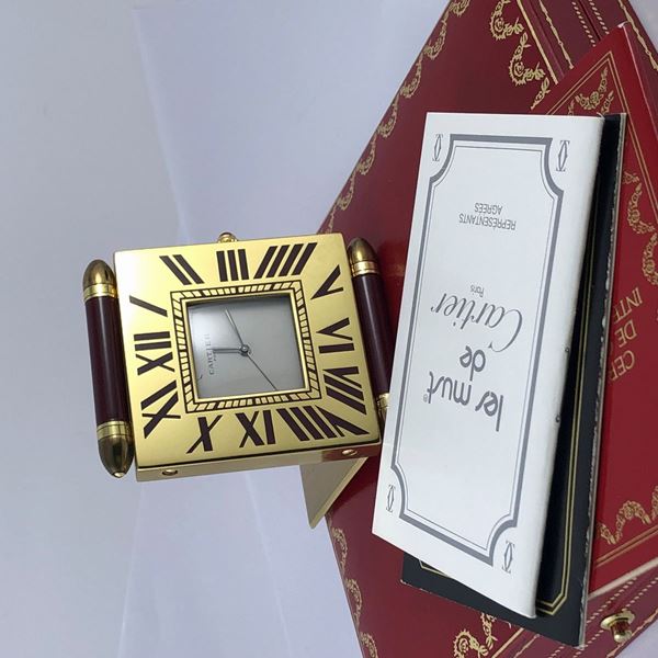 CARTIER ALARM TRAVEL   CLOCK " CADRAN "
CIRCA 1990