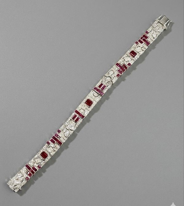 WHITE GOLD RUBY AND DIAMOND BRACELET