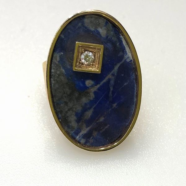 LAPIS-LAZULI DIAMOND RING
CIRCA 1970