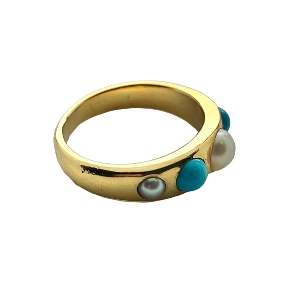 PEARL AND TURQOISE RING